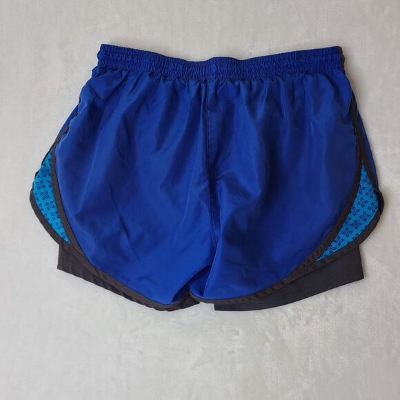 Umbro Women's Blue Double-Layer Running Shorts Elastic Waist Inner Pocket - Picture 6 of 12